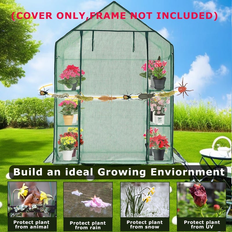 Purlyu غطاء دفيئة قابل للدخول مع باب بسحاب قابل للرفع - 28x56x76 بوصة غطاء دفيئة PE لحماية النباتات من البرد والصقيع (الإطار غير مشمول) (PLGH001PECC) - Image 3